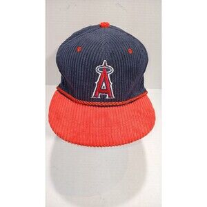 Vintage Anaheim Angels MLB Corduroy Snapback Hat Farmer John Sixth Man LA MLB
